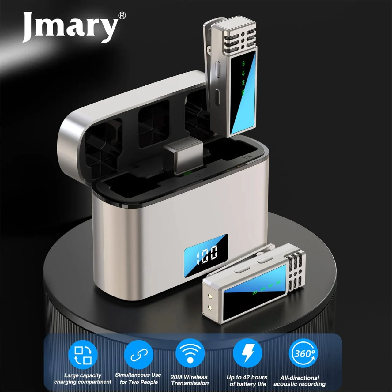VELTRUNE Jmary 100% Original Mw-15 2.4G Wireless Microphone For Mobile Lightning Noise Reduction Biggest Battery product thumbnail