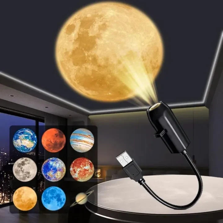 VELTRUNE USB Moon & Earth Projector Light with Flexible Gooseneck & Interchangeable Film Slides product image